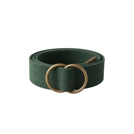 The Causeway Cinch | Men’s Woven Canvas D-Ring Belt in Forest Moss with Antique Brass Hardware