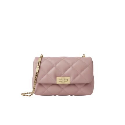 Chic Blush Pink Quilted Leather Crossbody Bag for Women | Elegant & Versatile Shoulder Bag