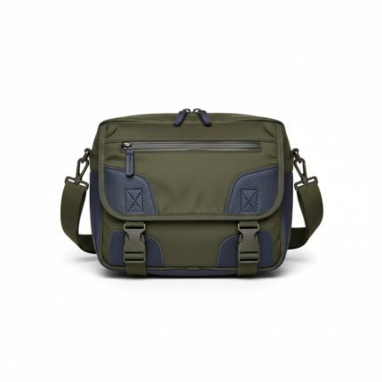 Olive Green Messenger Bag | Stylish Faux Leather, Adjustable Strap | Multi-Compartment Work & Travel Crossbody Laptop Bag