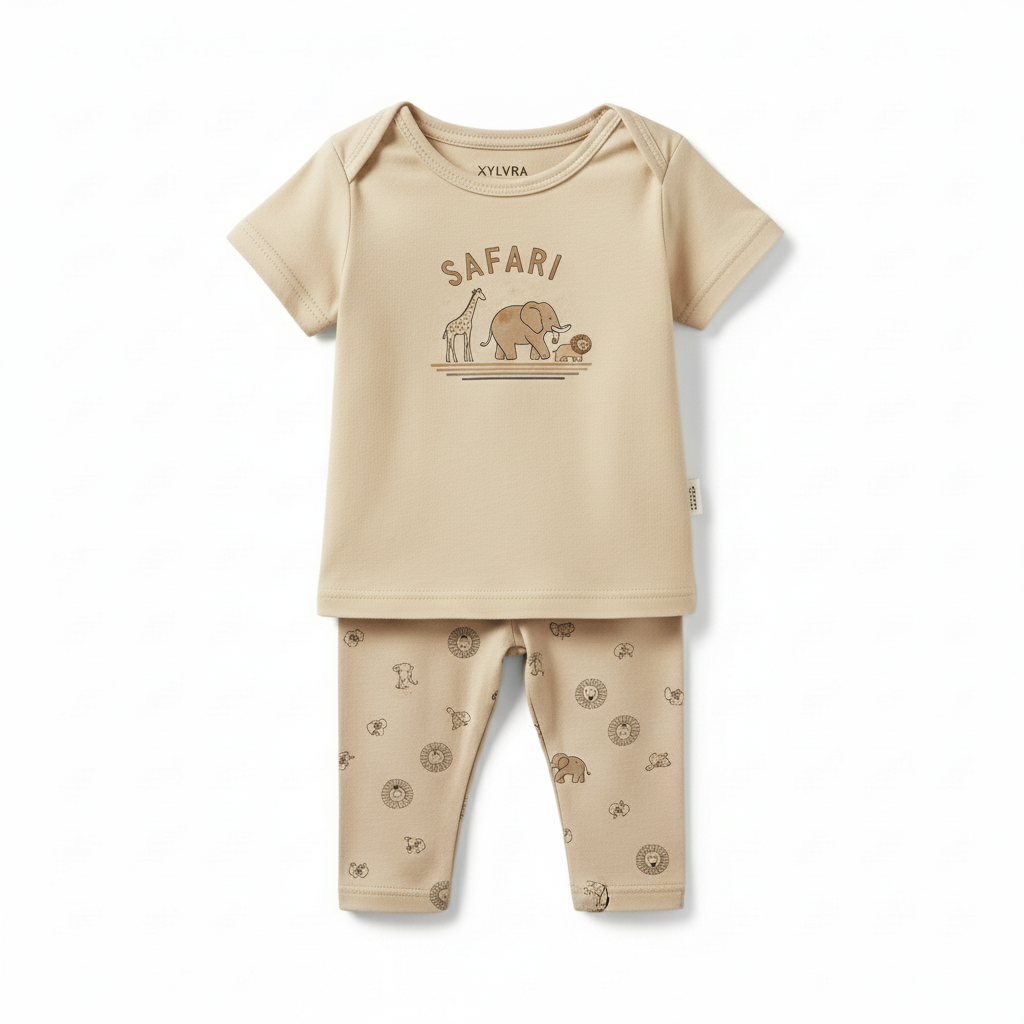 Xylvra Safari Baby T-Shirt & Legging Set | 100% Cotton Neutral Outfit